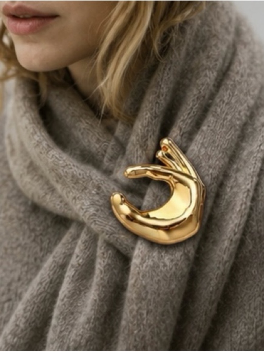 Gold Hand-Shaped Brooch